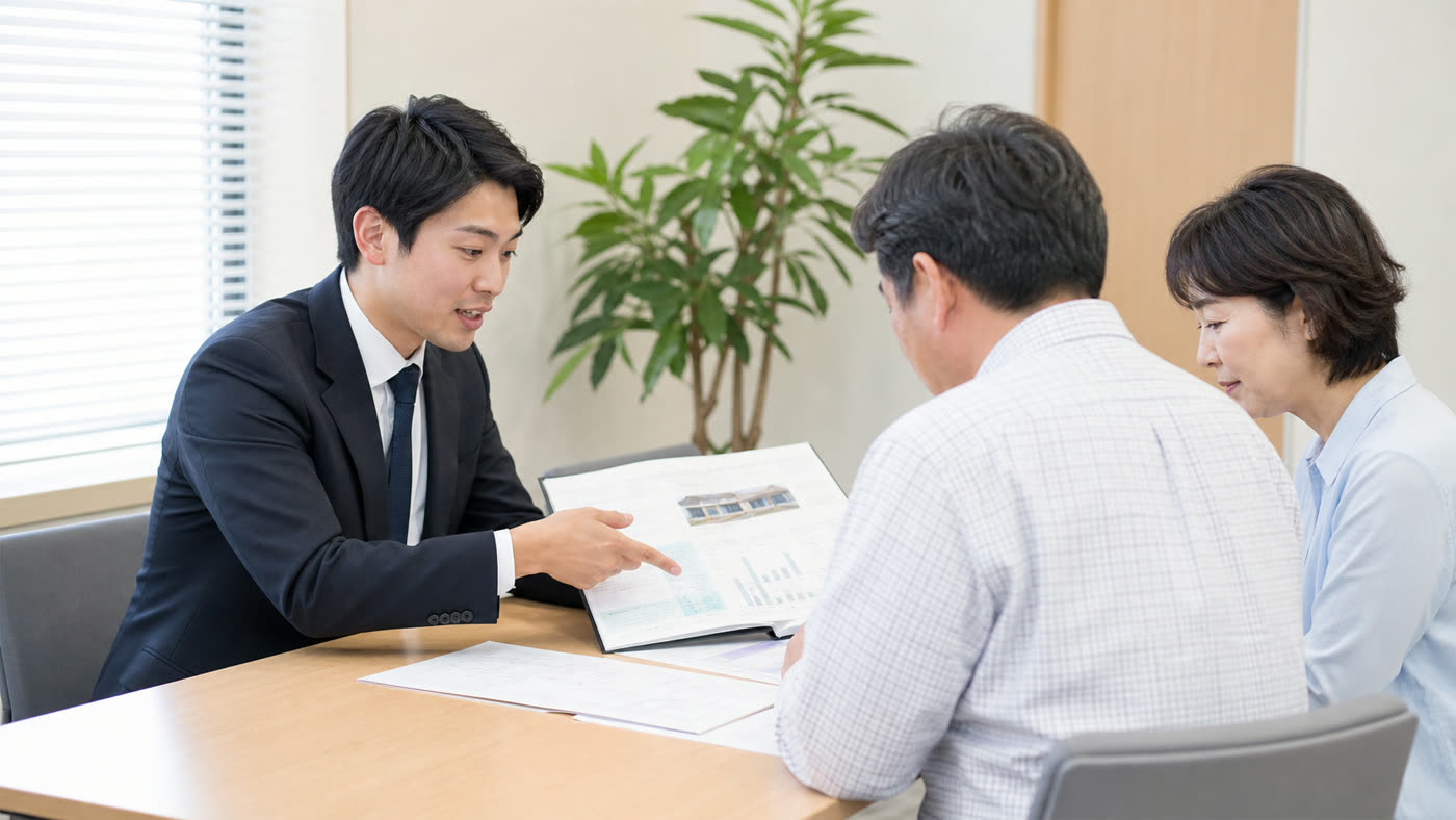 ブルペンの担当者が相続不動産の売却について相談を受けている様子